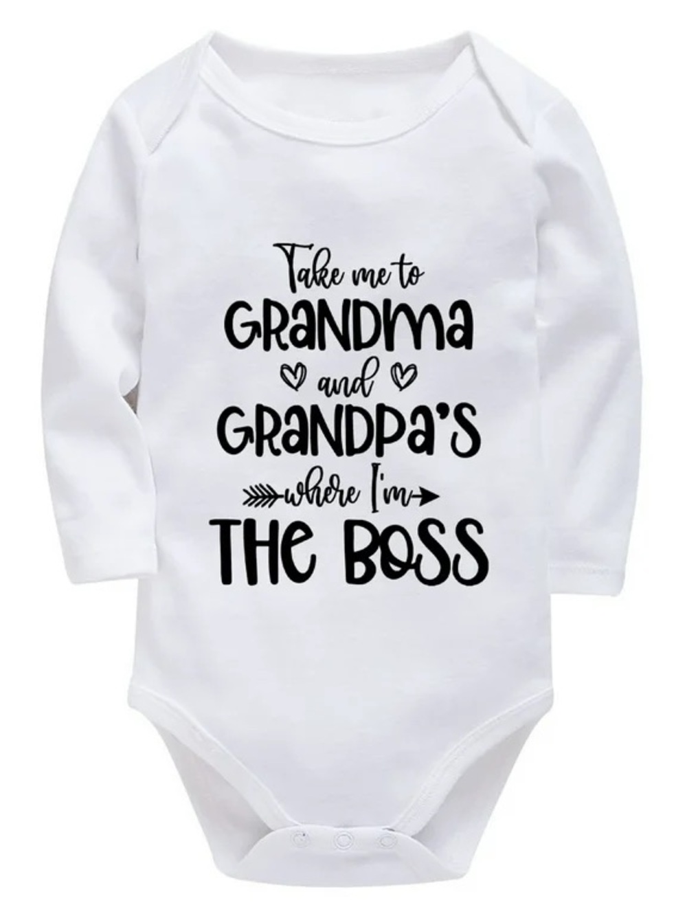White 'Take Me to Grandma and Grandpa's Where I'm The Boss' Baby One-Piece